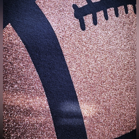 Glitter Football Sweatshirt – Soft Black Game Day Pullover for Sporty Glam - Picture 6 of 8